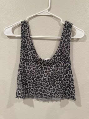 Grayson Threads Black and Gray Leopard Cropped Tank